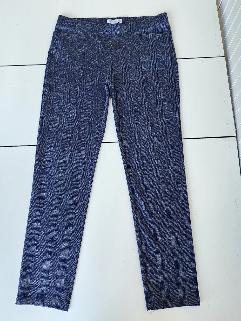 89th & Madison Ankle Pants Womens Stretch Navy Blue Gray Pull On Rayon Sz M